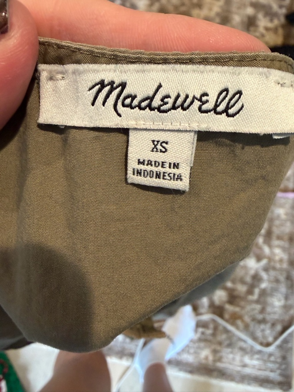 Madewell Olive Button-Front Tiered Mini Dress XS - Picture 5 of 5